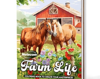 Farm Life Coloring Book – A5 Wooden Hardcover, A4 Paper Hardcover, 30 Charming Country Designs