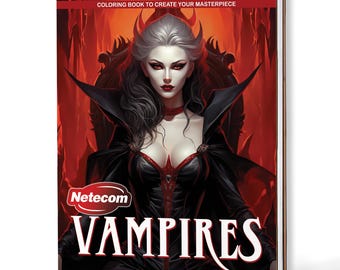 Vampires Coloring Book for Adults – A5 Wooden Hardcover, A4 Paper Hardcover, 30 Dark & Intricate Vampire Illustrations, Creative Gift