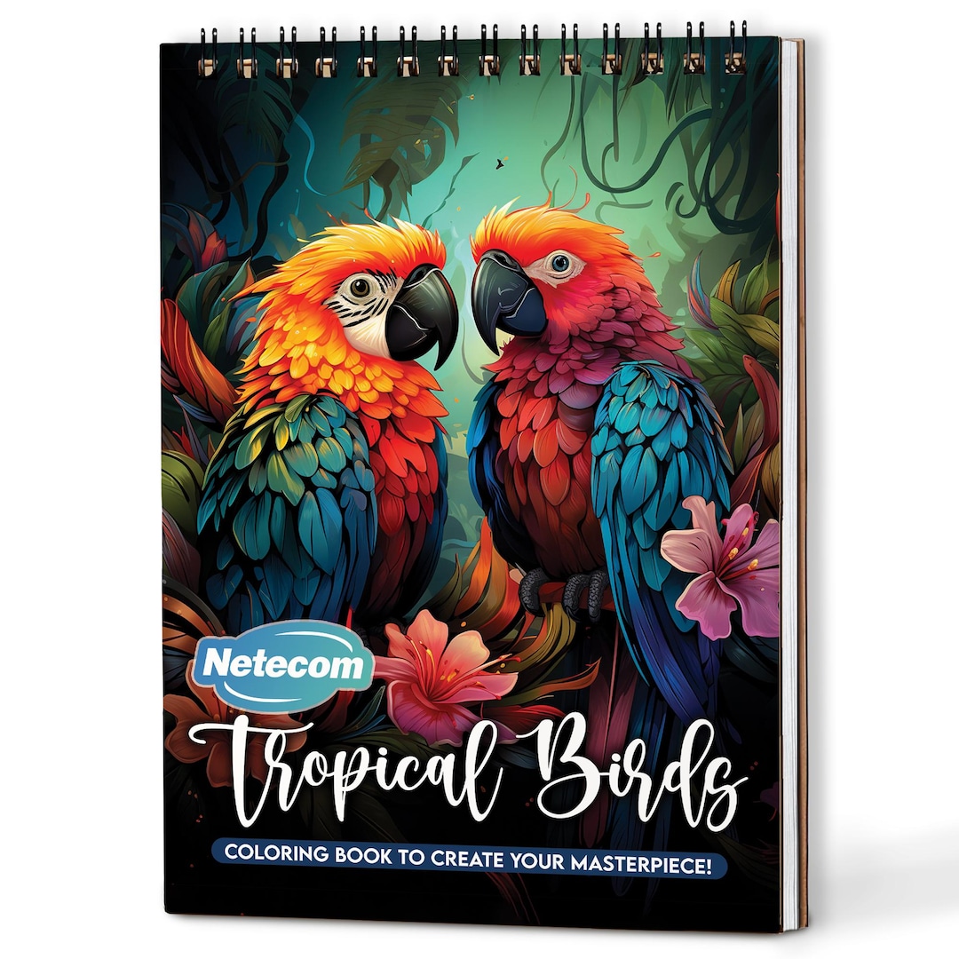 Tropical Birds Coloring Book for Adults – A5 Wooden Hardcover, 30 ...