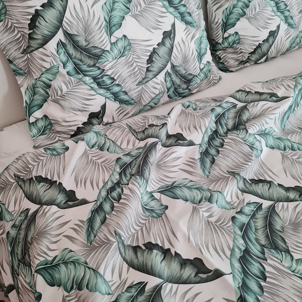 Tropical palm leaf bedding-monstera leaf Floral Duvet cover pillowcases Queen. oversize duvet cover Super King 120x120 120x98 Nurdanceyiz