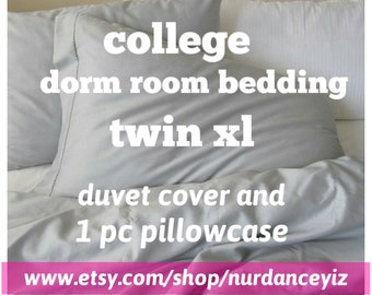 College Dorm room Bedding twin xl duvet cover- custom dorm Bedding solid gray Pink Blue white TWIN XL duvet cover sets Nurdanceyiz Turkey