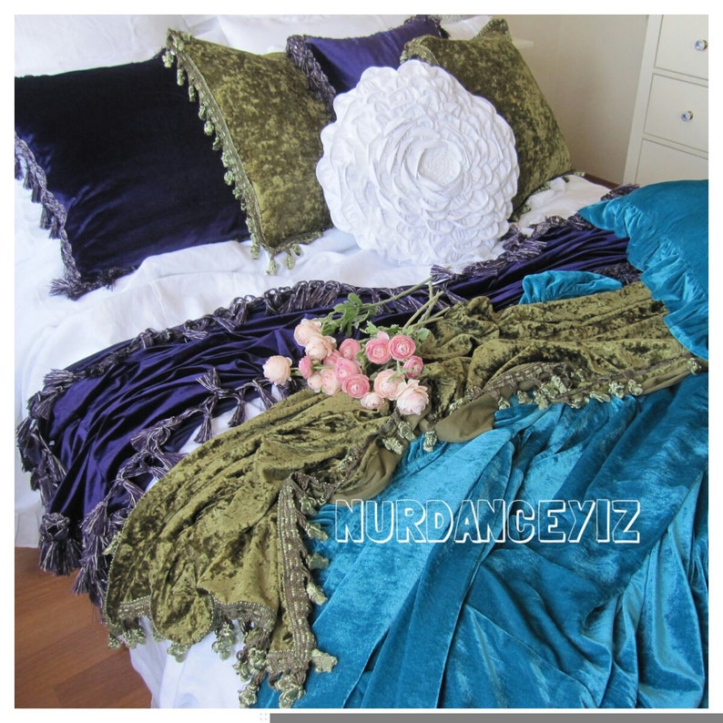 Bed Scarf Shabby Chic Velvet Bedding Luxury Tassel Fringe Throw Blanket Cozy Decorative Throws Bedspread Coverlet Runner