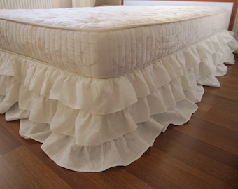 custom order 2nd Linen Ruffle Bed Skirt, Dust ruffle Shabby Chic 3-Tier Waterfall Bedding