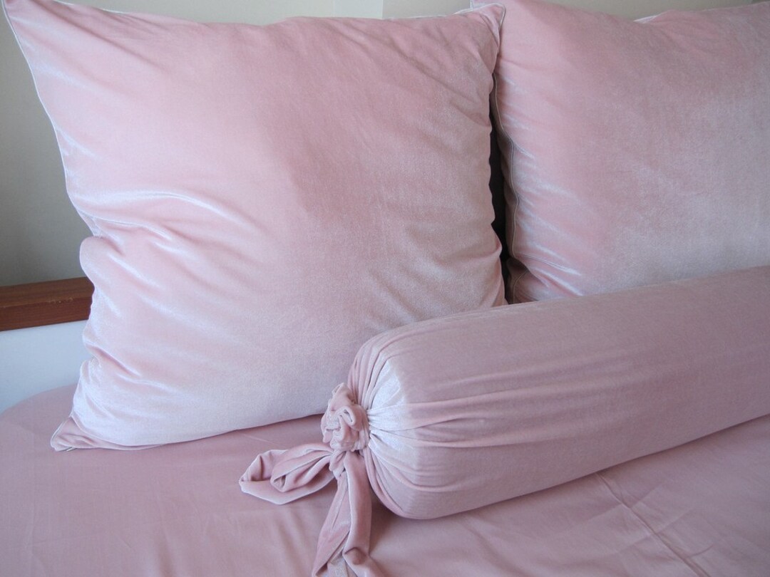 Solid Pale Pink Velvet Euro Sham Self Welt Pillow Square Etsy