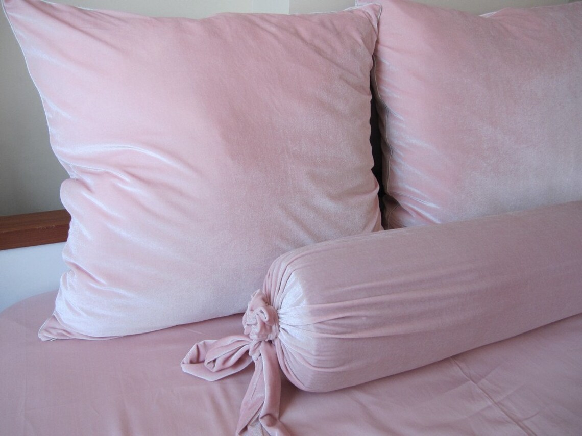 Solid Pale Pink Velvet Euro Sham Self Welt Pillow Square Etsy