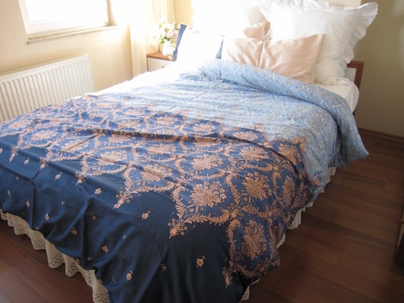 Pink Blue Navy Damask Print Full Queen King Duvet Cover Sets Etsy