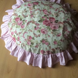 Round Square Chair Cushion Cover pink Gingham Plaid Ruffle Kitchen Chair Seat Cushion Cover shabby Chic Home Pink Floral Euro Sham Pillow Etsy UK