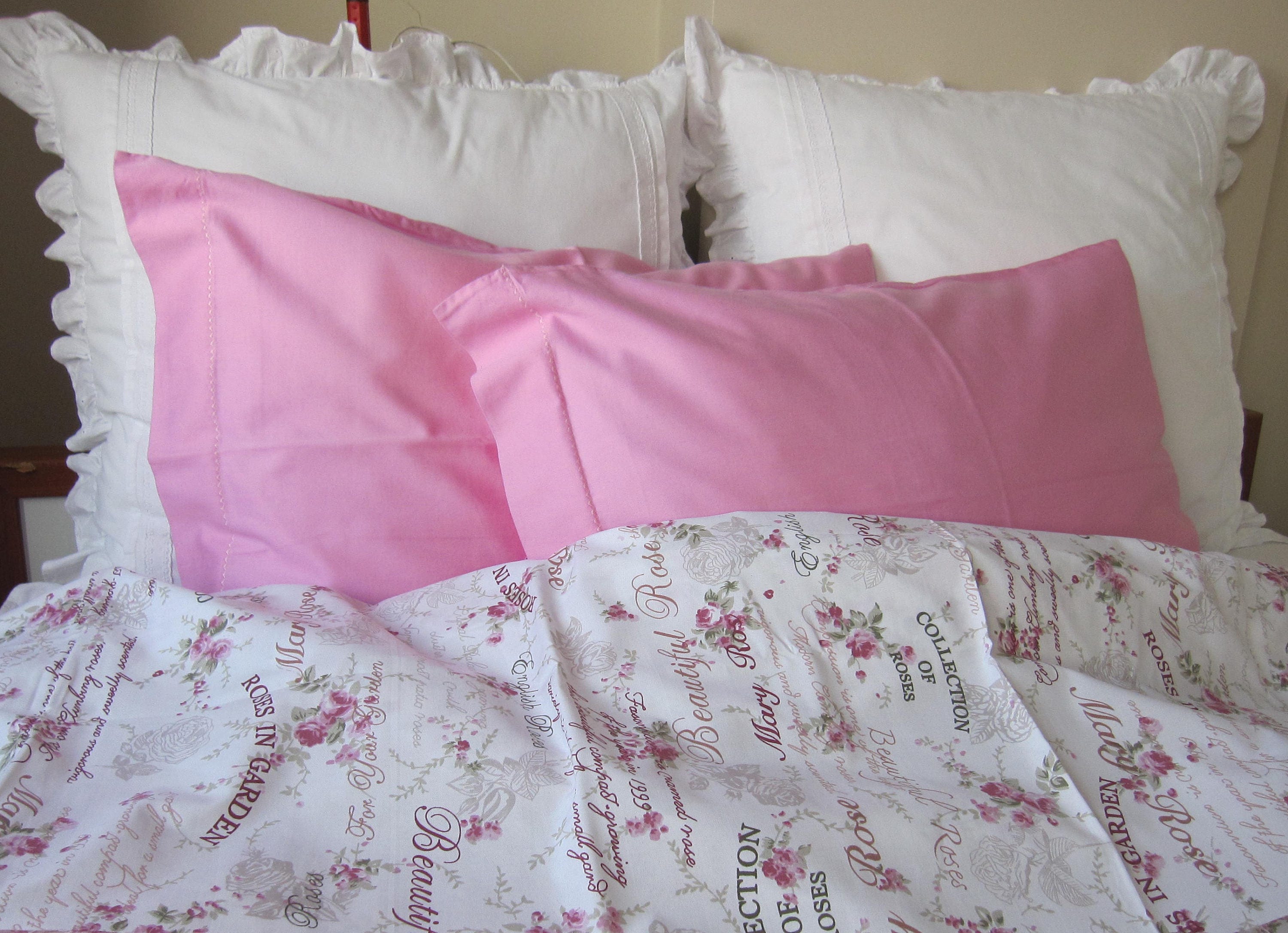 Rose Print Fl Shabby Chic Bedding Red Green Pink Purple 50