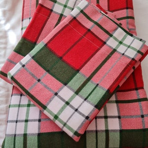 Plaid flannel bedding duvet cover set-Christmas theme decor-Xmas gifts-Red green white plaid duvet cover queen.Super King custom bedding image 2