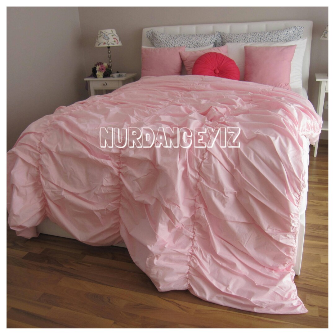Shabby Chic Ruched Bedding Duvet Cover Full Queen Super King 120x120