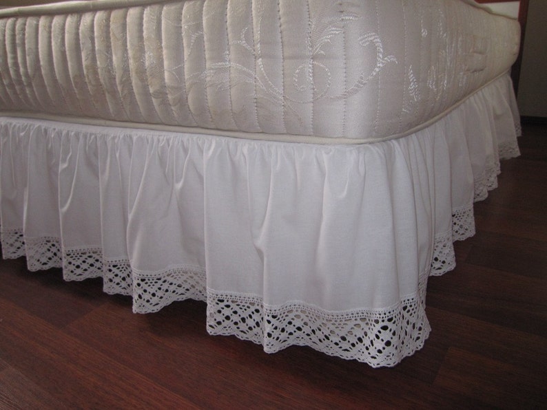 Twin XL Queen King Dust ruffle Bedskirt solid White pink Etsy