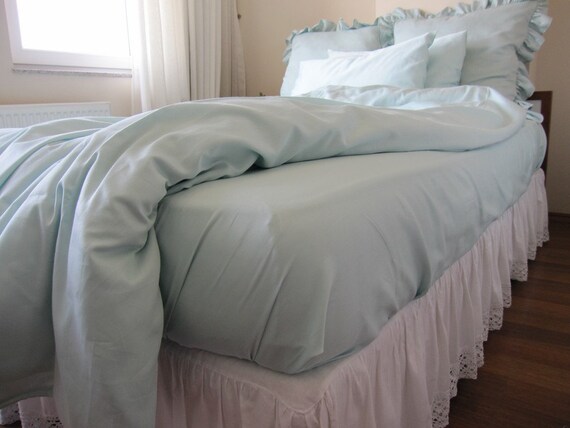 Items similar to Solid Pale baby blue bedding-FITTED or flat sheet for