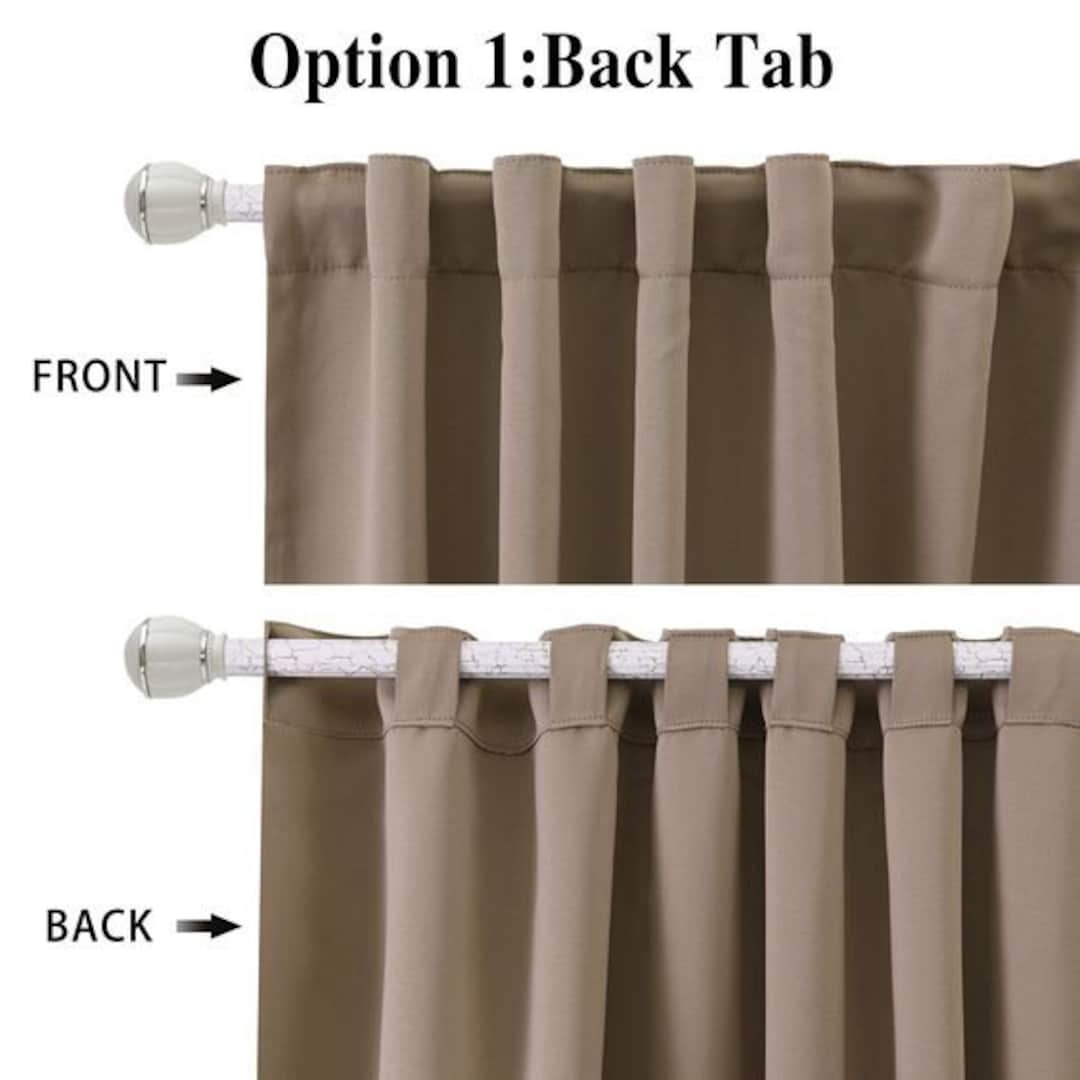 Back Tab Curtains tab Top Curtain Panel Solid Duck Linen Long Curtain