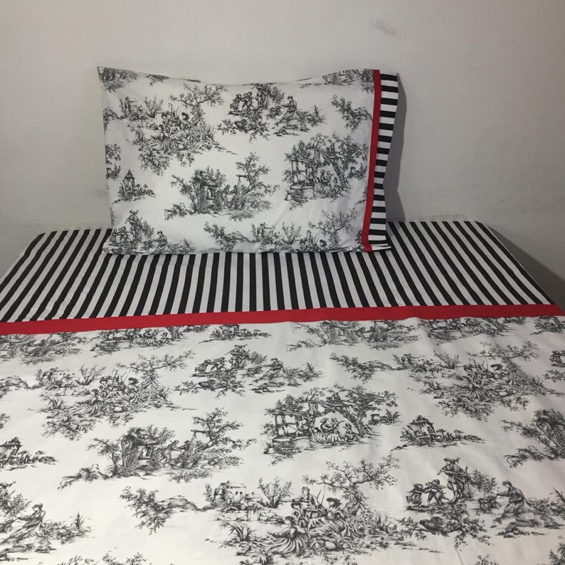 Toile Duvet Cover french Country Toile Bedding Floral Print Etsy