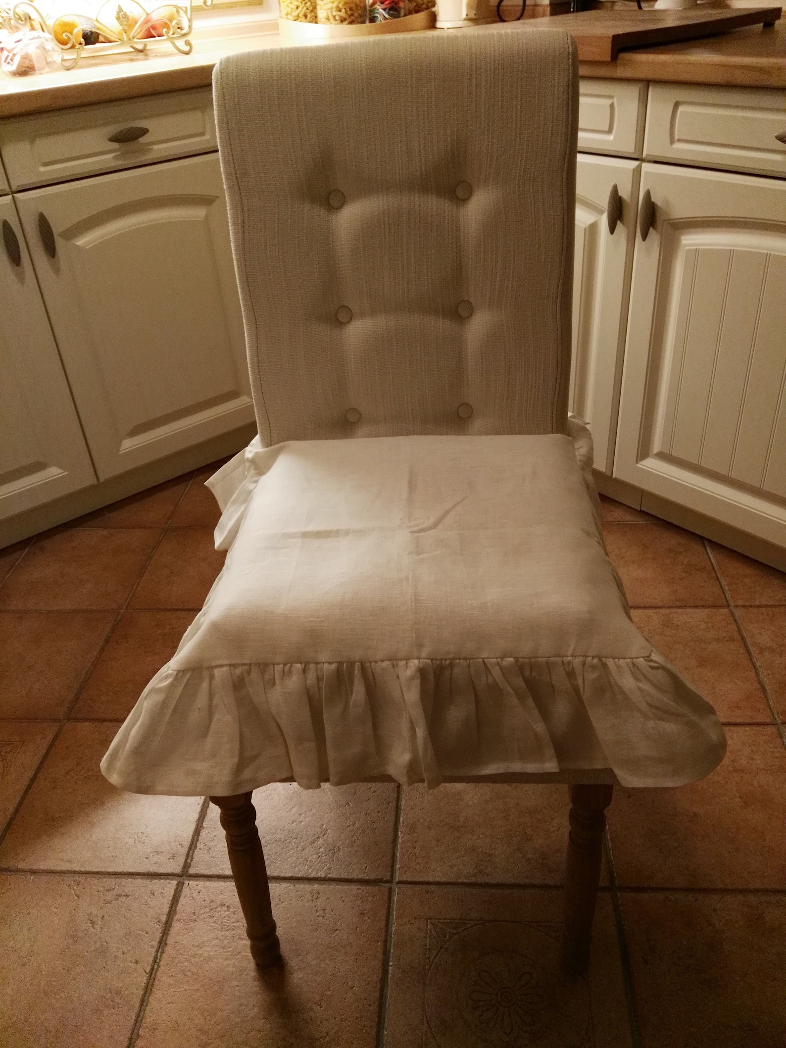 Kubu Chair Cushion Cover With Left Right 2 Ties Ruffle Linen Etsy