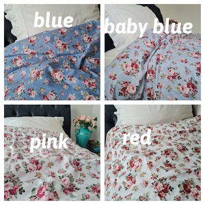 Blau geblümter Bettbezug -Shabby Chic Bettwäsche rose geblümter Baumwolle Queen Bettbezug-Sets/King Oversize-Königsbettbezug 120x120 Nurdanceyiz