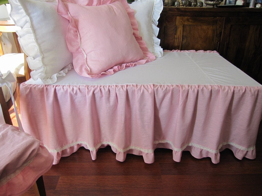 PINK Crib bed skirt tiered Dust ruffle Baby girl boy Etsy