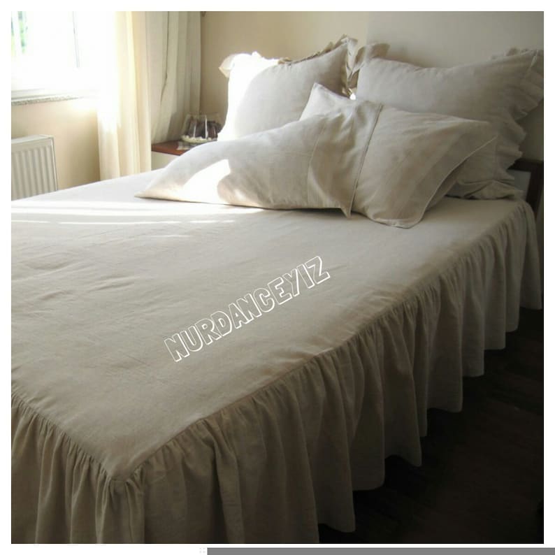 King Size Bedspread Oatmeal 76x80x26 Or 28 Drop Natural Image 0