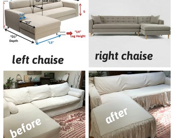 L shaped chaise lounge sofa couch sectional corner throw covers Ruffled slipcover washable coverlet -pet furniture protector -Nurdanceyiz