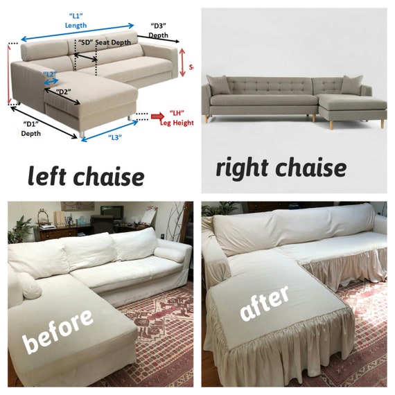 L Shaped Chaise Lounge Sofa Couch Sectional Corner Throw Covers Ruffled  Slipcover Washable Coverlet pet Furniture Protector nurdanceyiz 