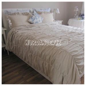 Super oversized king duvet cover queen cotton linen, RUCHED texture, 120x120 120x98 palatial king 118x114, Shabby chic bedding -Nurdanceyiz
