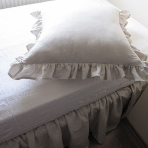 Leinen Bettrock, Twin XL FULL, Queen King Leinen Dust Rüschen Bettrock Grau rosa Elfenbein weiß beige Denim Blau Nurdanceyiz