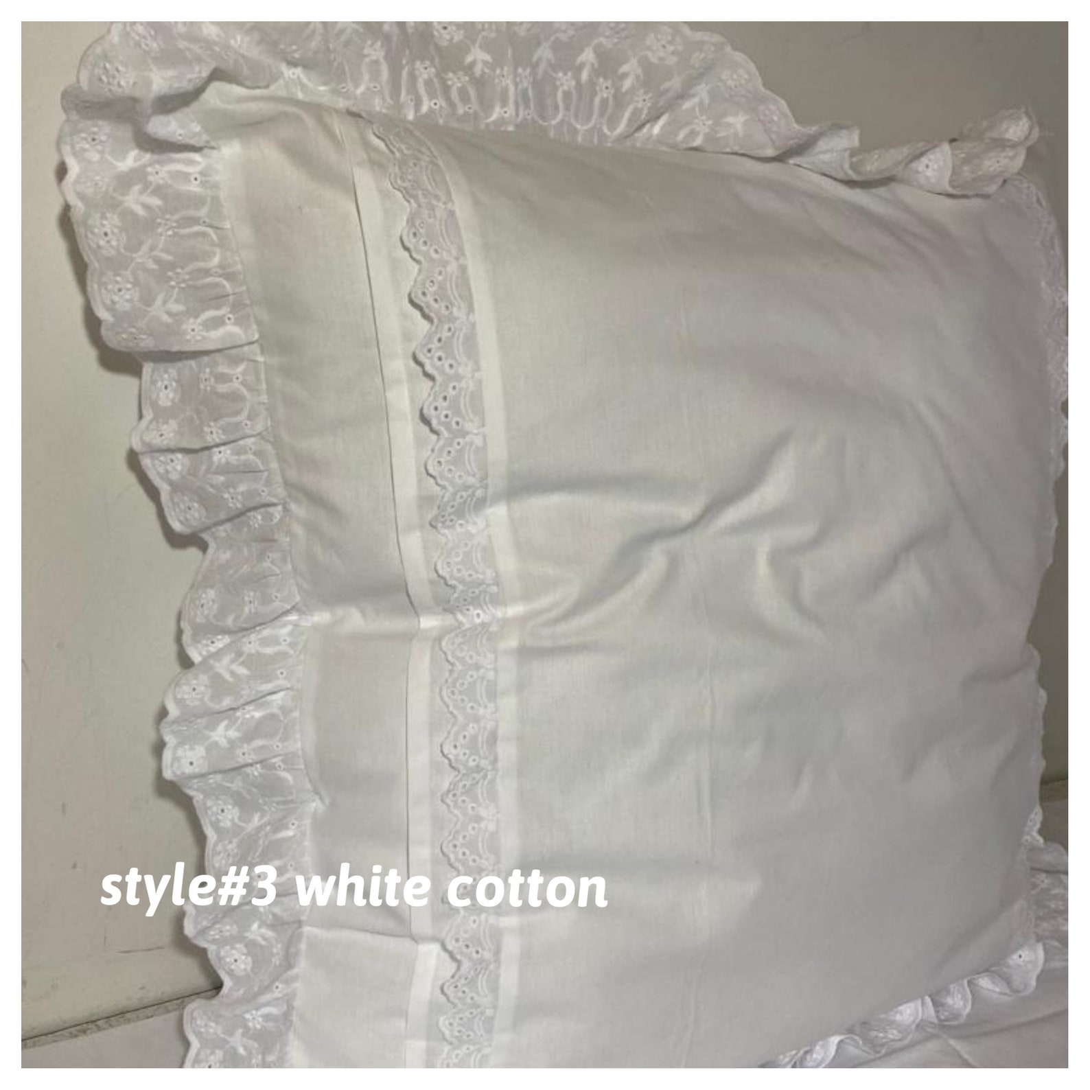 Solid White Ruffle Pillow Cover Cotton Euro Sham Ruffled Etsy