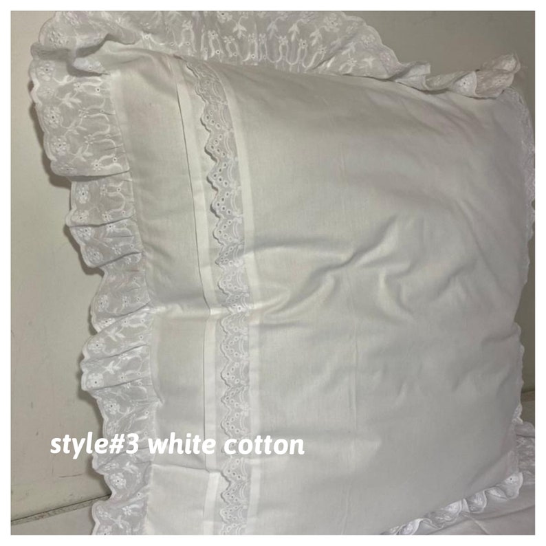 Solid White Ruffle Pillow Cover Cotton Euro Sham Ruffled Etsy