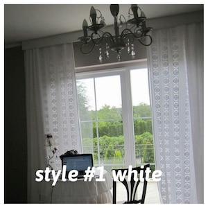 Elfenbein schiere Baumwollspitze Tüll CURTAIN Panels Strand Cottage shabby chic Wohnkultur bestickt Französisch Tür Fenster dekorative Guipure Vorhänge