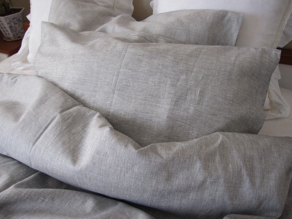 Solid gray grey linen Full Queen KING duvet cover with bedding Etsy