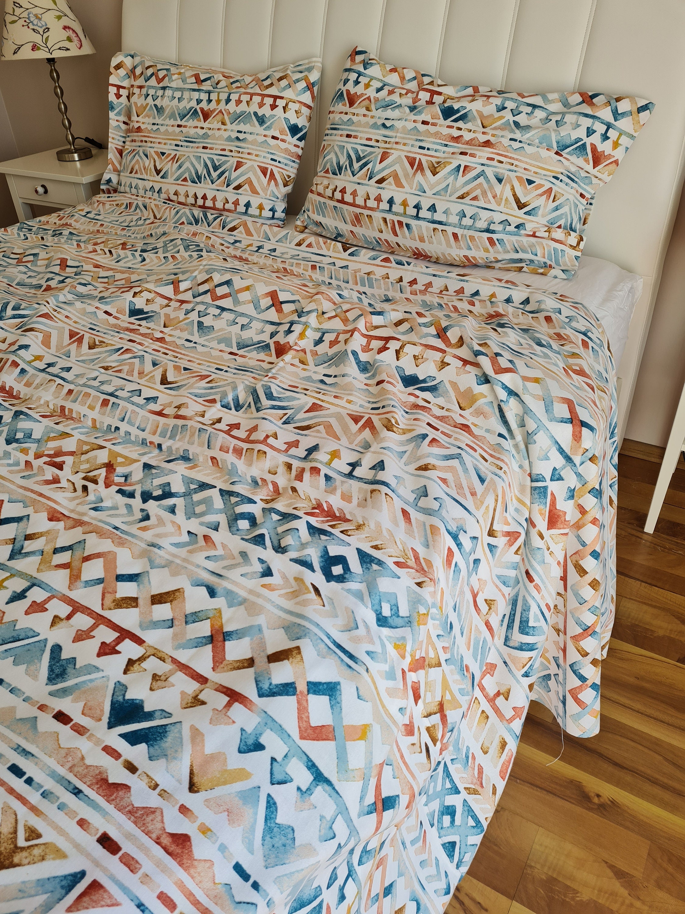 Copripiumino King Size In Flanella Di Cotone – Rosso E Grigio, Stile Alpino