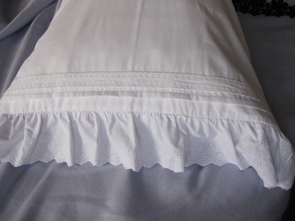 Solid White Bedding Pillow Cases Broderie Anglaise Cotton Etsy