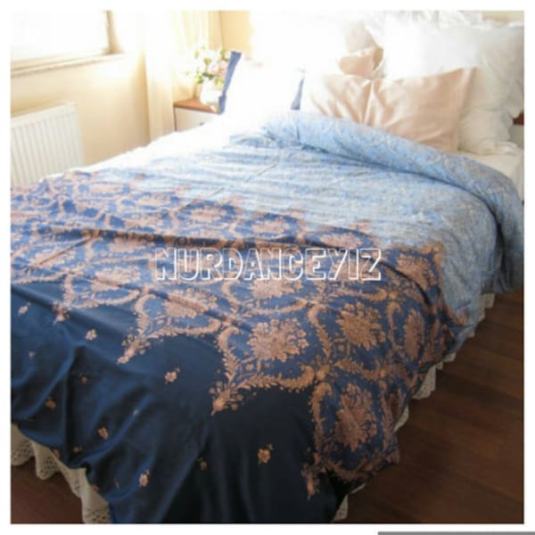 Express fast shipping -Dorm room Bedding TWIN XL duvet cover-Pink Blue Navy burgundy gray Damask print - romantic bedroom Nurdanceyiz Turkey