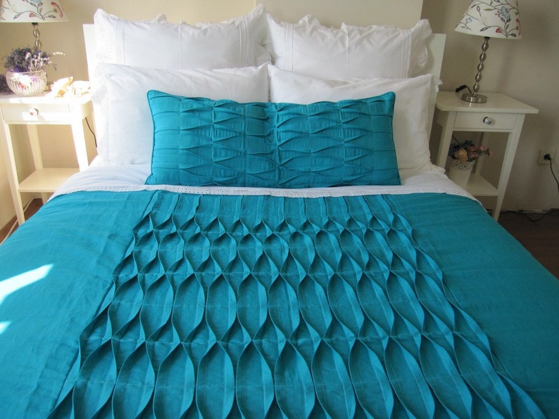 Triple Pintuck Duvet Cover Shabby Cottage Chic Bedding Etsy