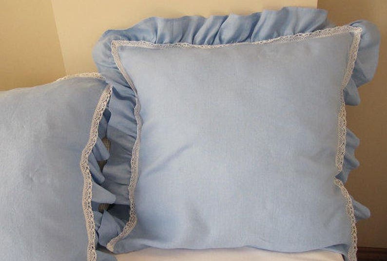 shabby cottage chic 26x26 20x36 French Country home Ivory or White linen ruffle EURO SHAM Turkish romantic home and living bed pillows