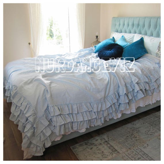 Shabby Chic Bedding Romantic Ruffled Duvet Cover Super King Etsy