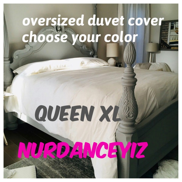 Oversized queen bedding. queen XL Duvet cover  90x98 98x98 88x90 90x90 86x86 full solid white cotton floral. shabby chic bedding Nurdanceyiz