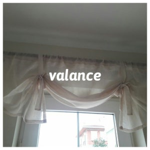 Balloon curtain Valance tie up-kitchen curtain panels- sheer tulle linen short Valance shabby chic rustic CURTAIN cafe gardinen beige cream