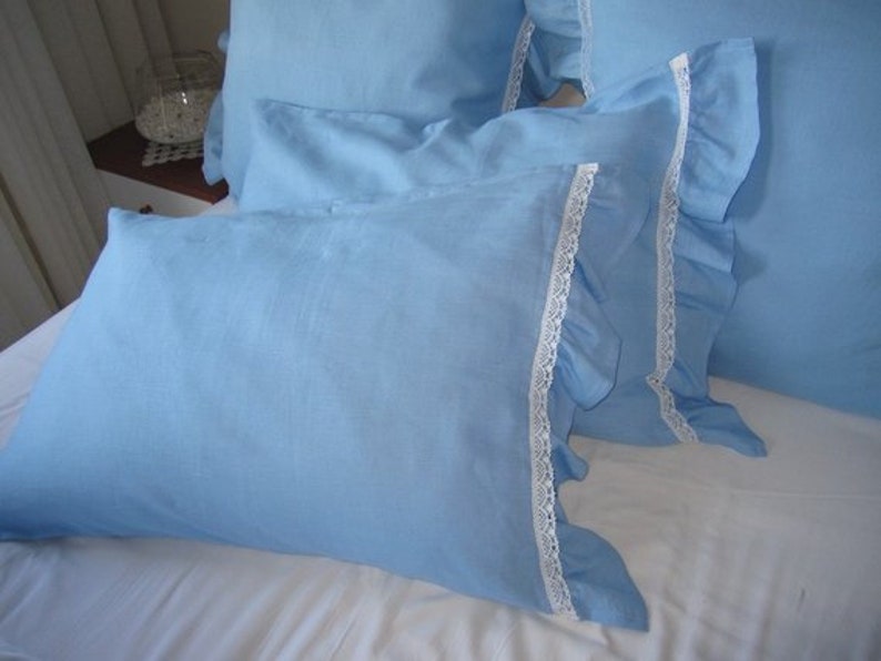 shabby cottage chic 26x26 20x36 French Country home Ivory or White linen ruffle EURO SHAM Turkish romantic home and living bed pillows