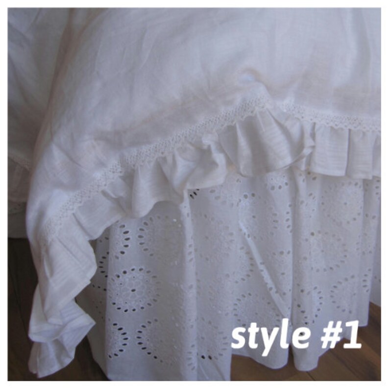 Lace bed skirt bedskirt White eyelet lace cotton Dust ruffle Etsy