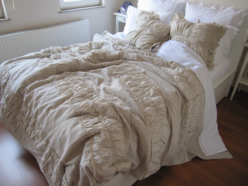 Ruched beddingShabby cottage chic Duvet cover oversized king Etsy