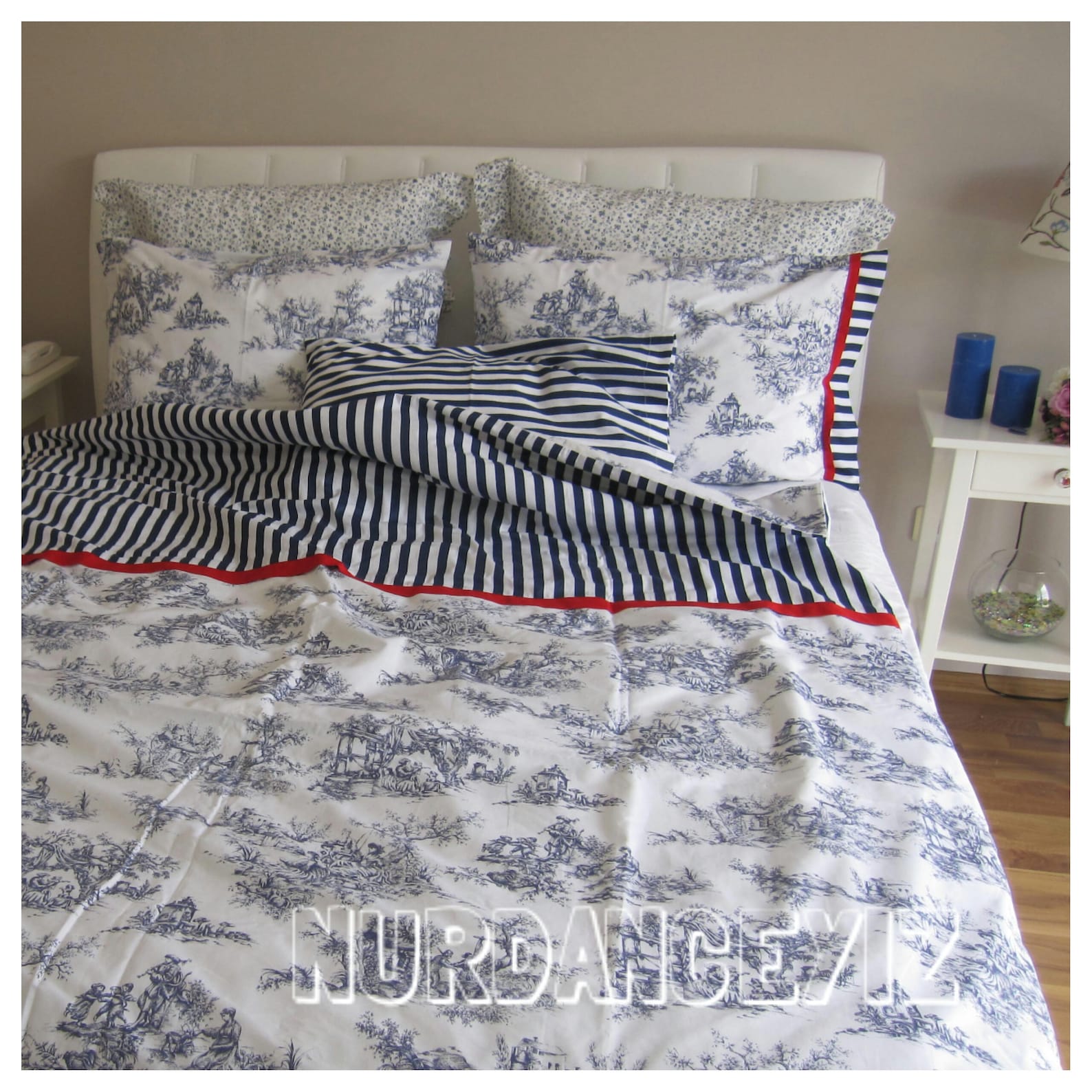 Toile Duvet Cover french Country Toile Bedding Floral Print Etsy