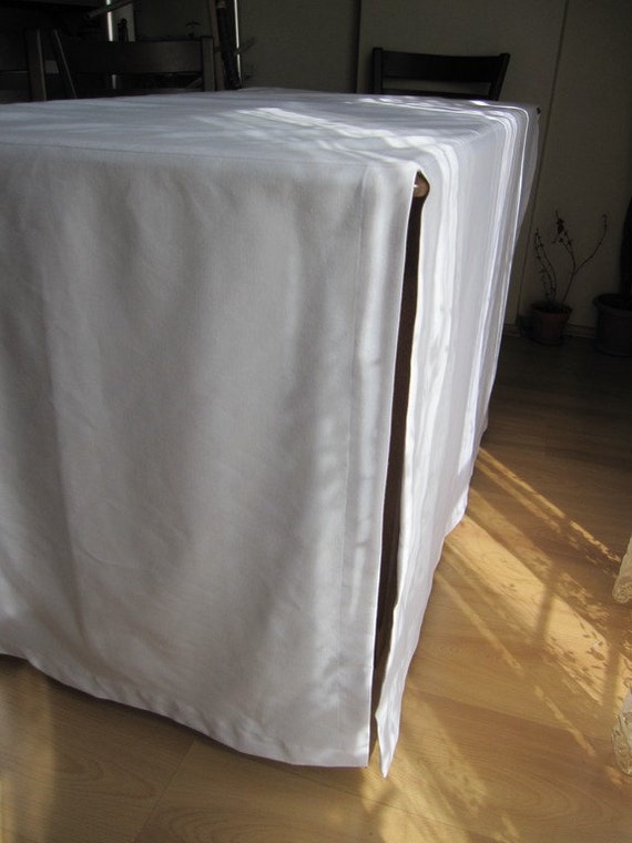 White linen table skirt cheap