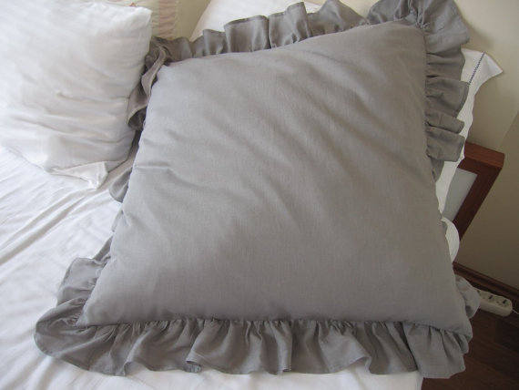 gray ruffle euro sham