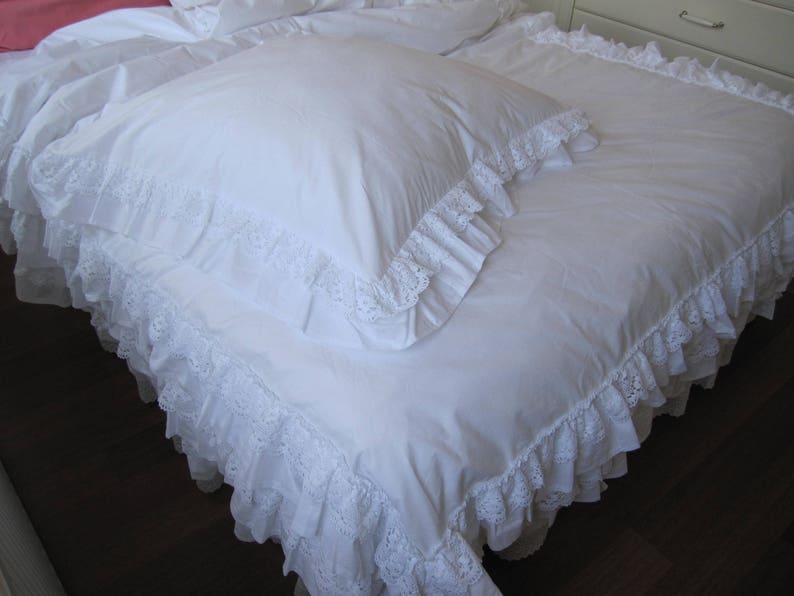 Ruffle euro pillow sham king pillow sham white ivory ...