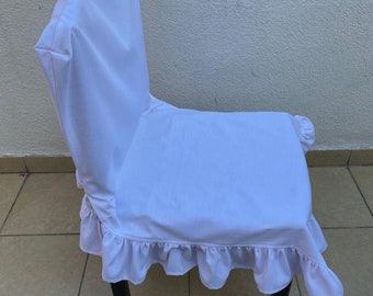 Sesselbezug mit Rüschen: Leinen Bezug, Shabby Chic Dekor für Wohnzimmer