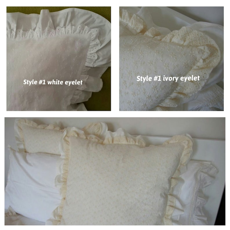 Solid White Ruffle Pillow Cover Cotton Euro Sham Ruffled Etsy