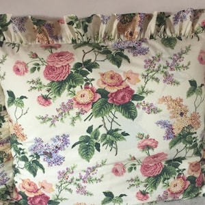 Shabby chic pillow sham, mint green pink floral Ruffle Euro SHAM pillow 26x26- shabby chic bedding-bedroom decor- king pillow sham 20x36