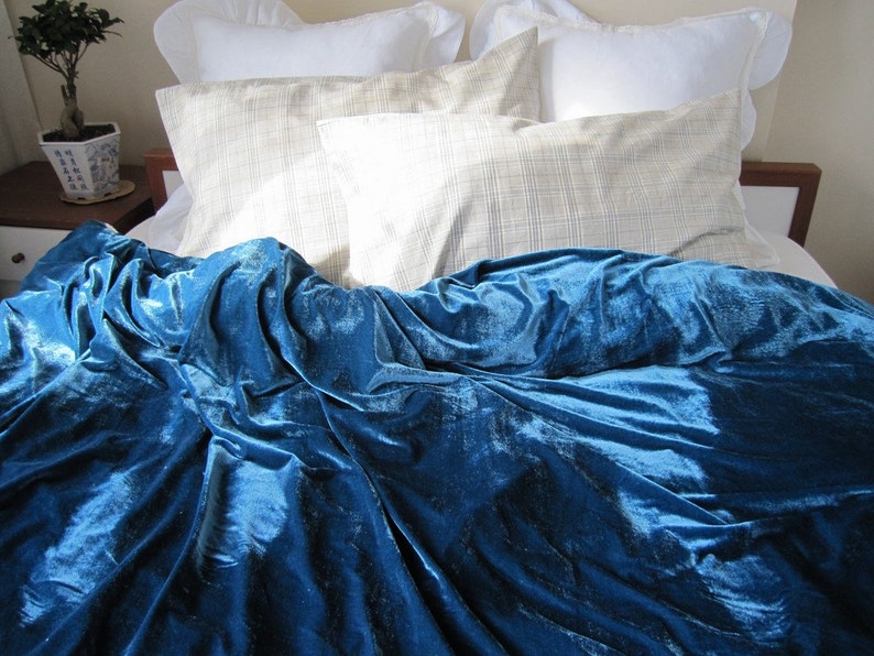 Petroleum Teal Blue Velvet Duvet Cover Queen Super King Cal Etsy UK