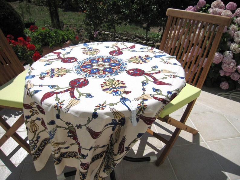 Ecru White Small Square Tablecloth Fl Table Cloth Tile Image 0